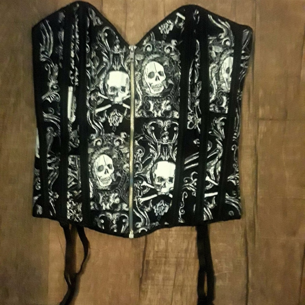 Black and White skull corset.